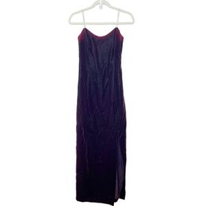 Jessica McClintock Gunne Sax | Ombre Velvet Long Dress Leg Slit Gem Strap